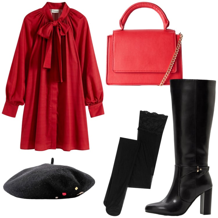 Outfit donna - Total look #2263094. Stile Chic per Tutti i giorni. look ideale per Petite. Abbinamento con cappelli e berretti, vestiti, collant, stivali, borse a tracolla.