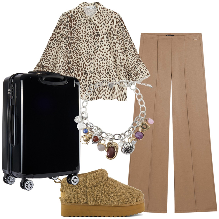 Outfit donna - Calzare comoda e calda. Stile Trendy per Tutti i giorni. Abbinamento con camicie, braccialetti con ciondoli, pantaloni, valigie, stivaletti.