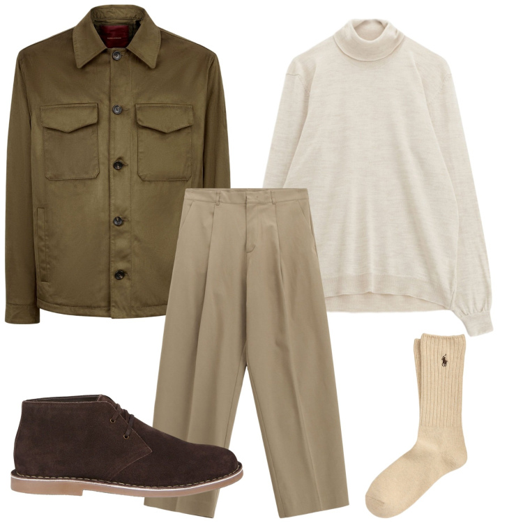 Outfit uomo - Total look #2263115. Stile Casual per Ufficio. Abbinamento con pantaloni, maglieria, calzini, giacche, stivali e stivaletti.