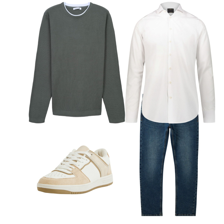 Outfit uomo - Minimal smart. Stile Casual per Tutti i giorni. Abbinamento con jeans, sneakers, maglieria, camicie.