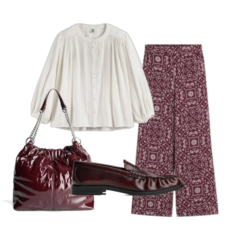 Outfit mujer - Bon Ton #5915. Estilo Bon Ton para Oficina. Combinación con pantalones, bolsos saco, mocasines, camisas.