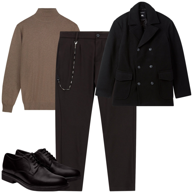 Outfit uomo - Total look #2263206. Stile Trendy per Tutti i giorni. Abbinamento con cappotti, pantaloni, scarpe stringate, maglieria.