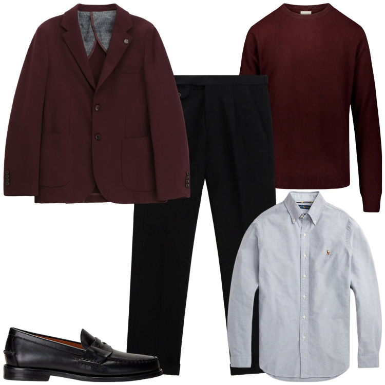 Outfit uomo - City. Stile Business/Elegante per Tutti i giorni. Abbinamento con pantaloni, giacche, camicie, scarpe stringate, maglieria.