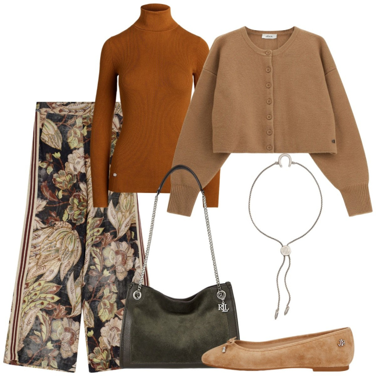 Outfit donna - La borsa verde. Stile Basic per Serata fuori. Abbinamento con pantaloni, cardigans, ballerine, borse tote, maglieria, braccialetti con ciondoli.