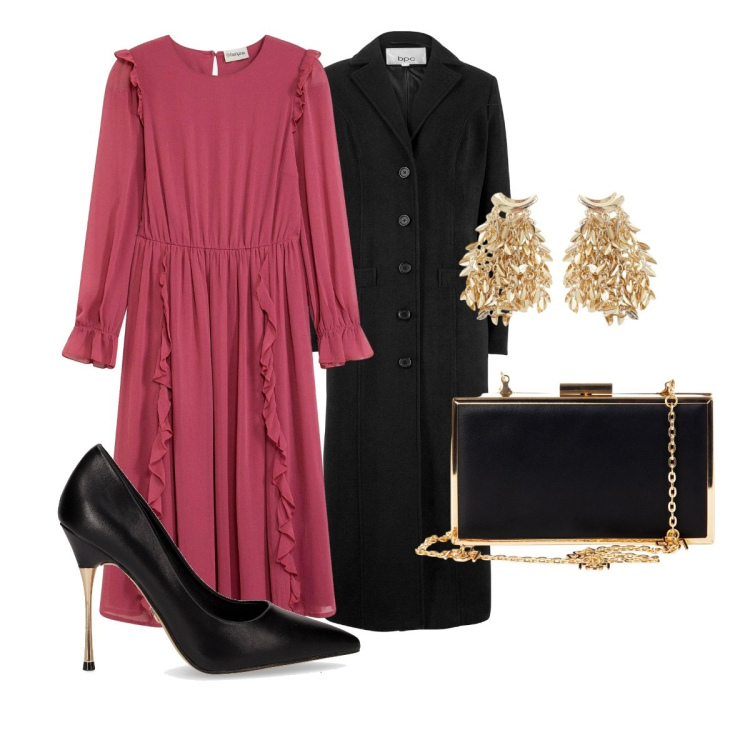 Outfit donna - Sweet autumn. per Serata fuori. Abbinamento con cappotti, vestiti, pochette, orecchini, décolleté.