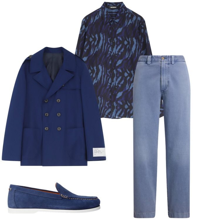 Outfit uomo - Total look #2263267. Stile Business/Elegante per Cerimonia. Abbinamento con camicie, caban, scarpe stringate, pantaloni.