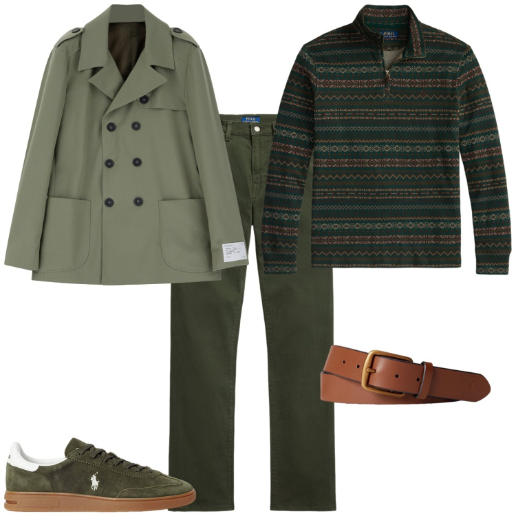 Outfit uomo - Total look #2263271. Stile Trendy per Tutti i giorni. Abbinamento con giacche, cinture, sneakers, pullovers, pantaloni.