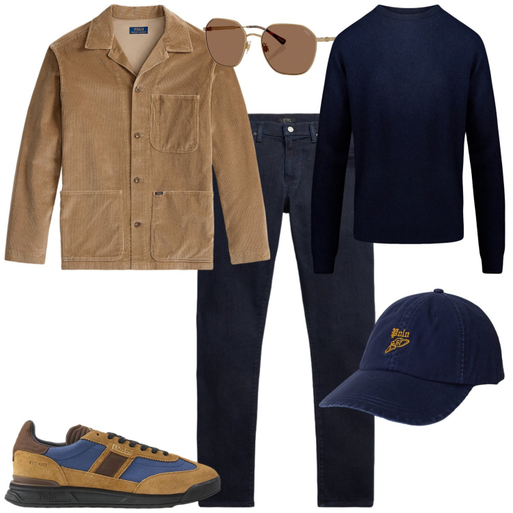 Outfit uomo - Total look #2263279. Stile Casual per Tutti i giorni. Abbinamento con occhiali da sole, jeans, sneakers, giacche, cappelli, maglieria.