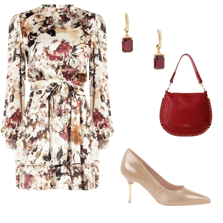 Outfit donna - Total look #2263285. Stile Romantica per Cerimonia. Abbinamento con vestiti corti, décolleté, borse a spalla, orecchini.