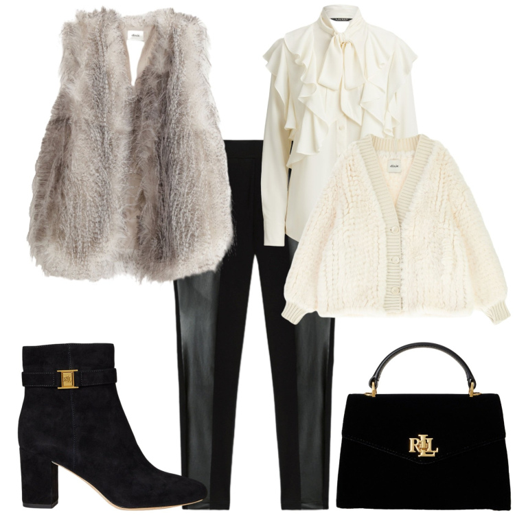 Outfit donna - Evento serata speciale Glamour. Stile Glamour per Serata fuori. Abbinamento con blazer, gilet, stivaletti, camicie, borse a mano, leggings.