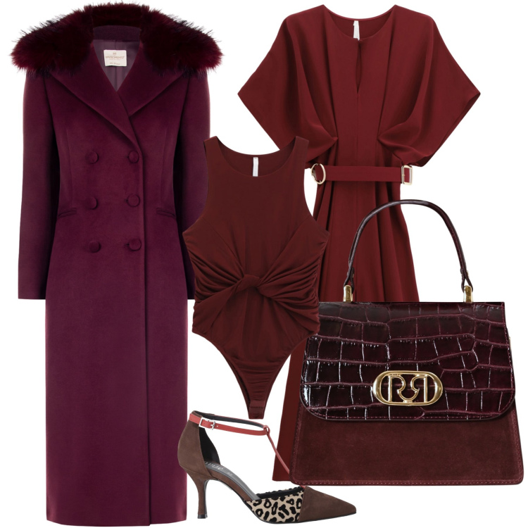 Outfit donna - Stesse tonalità glam assoluto. Stile Glamour per Cerimonia. Abbinamento con décolleté, cappotti, borse a mano, vestiti lunghi, top.