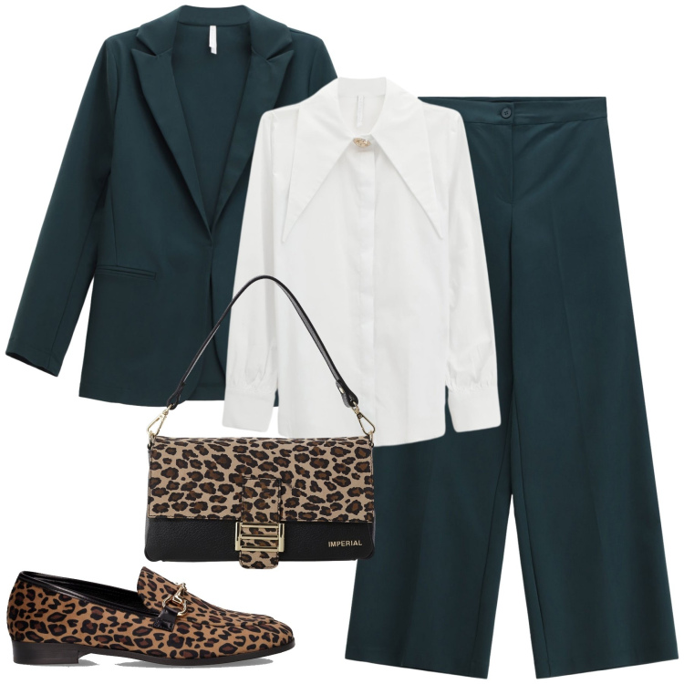 Outfit donna - Mannish ma non troppo. Stile Mannish per Ufficio. Abbinamento con blazer, pantaloni a palazzo, camicie, borse a spalla, mocassini.