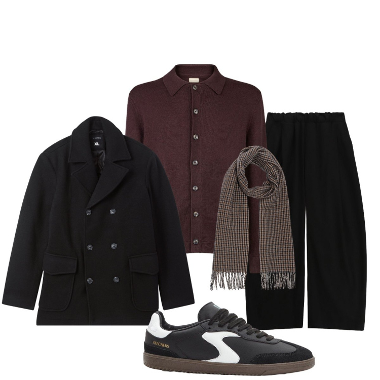 Outfit uomo - Total look #2263629. Stile Trendy per Tutti i giorni. Abbinamento con sneakers, cappotti, pantaloni, polo, sciarpe.