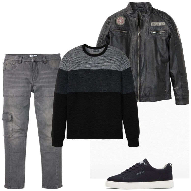 Outfit homme - Promenade Automne. Style Urban pour Tous les jours. Assortir avec jean slim, pulls, sneakers, manteaux.