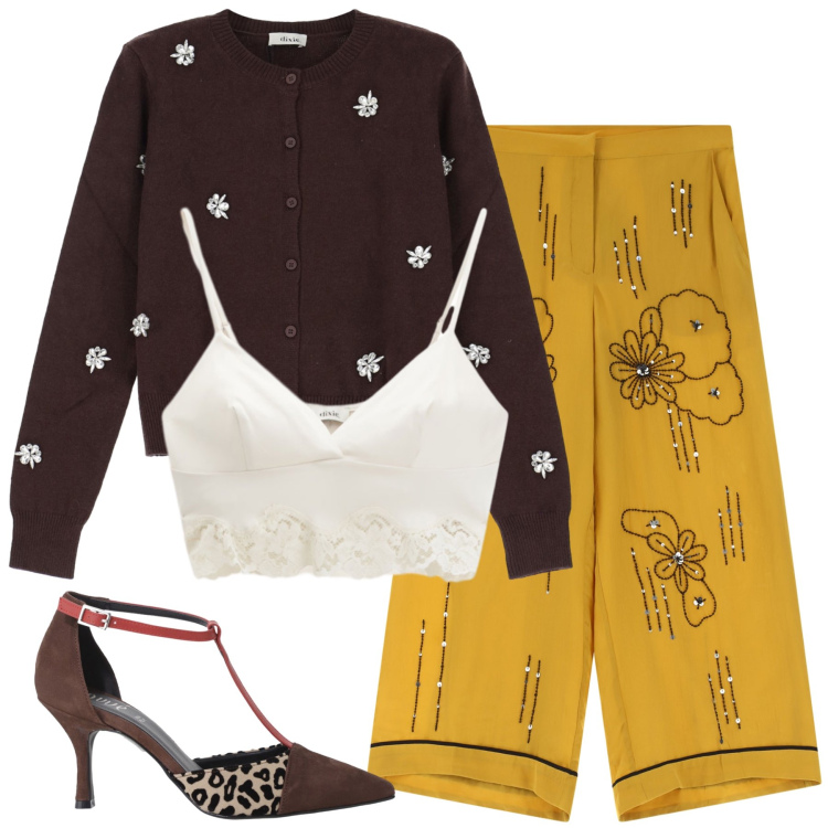 Outfit donna - Total look #2263705. Stile Chic per Tutti i giorni. Abbinamento con cardigans, pantaloni, décolleté, top.