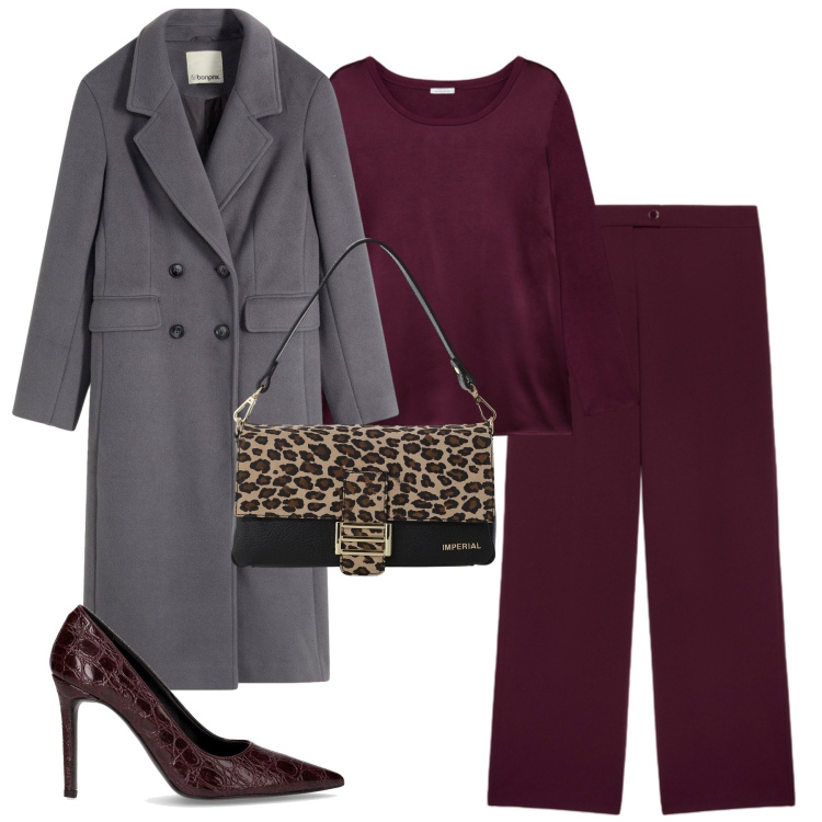Outfit donna - Ottobre. Stile Urban per Tutti i giorni. Abbinamento con cappotti, borse a spalla, pantaloni, bluse, décolleté.