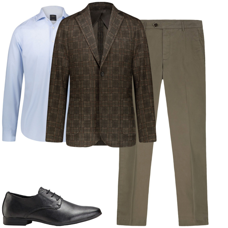 Outfit uomo - City. Stile Urban per Tutti i giorni. Abbinamento con scarpe stringate, camicie, giacche, pantaloni chino.