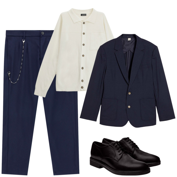 Outfit uomo - City. Stile Urban per Tutti i giorni. Abbinamento con giacche, pantaloni, cardigans, scarpe stringate.
