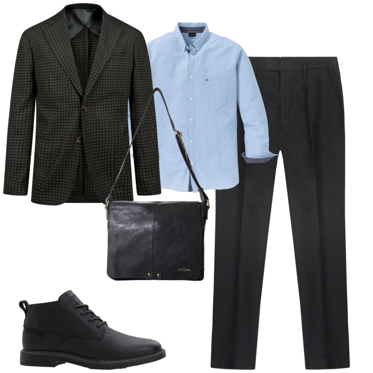 Outfit uomo - Total look #2263897. Stile Business/Elegante per Tutti i giorni. Abbinamento con camicie, stivali e stivaletti, borse sportive, giacche, pantaloni.