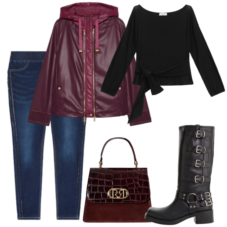 Outfit donna - Total look #2263916. Stile Basic per Tutti i giorni. Abbinamento con borse a mano, stivali, top, jeggings, giacche.
