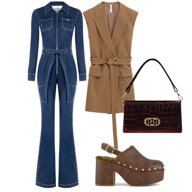 Outfit donna - Total look #2263919. Stile Trendy per Tutti i giorni. Abbinamento con tute, borse a mano, gilet, sabot.