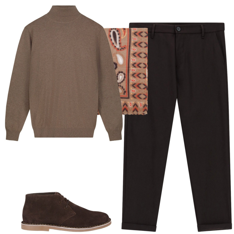 Outfit uomo - Total look #2264002. Stile Urban per Tutti i giorni. Abbinamento con pantaloni, sciarpe e foulard, stivali e stivaletti, maglieria.