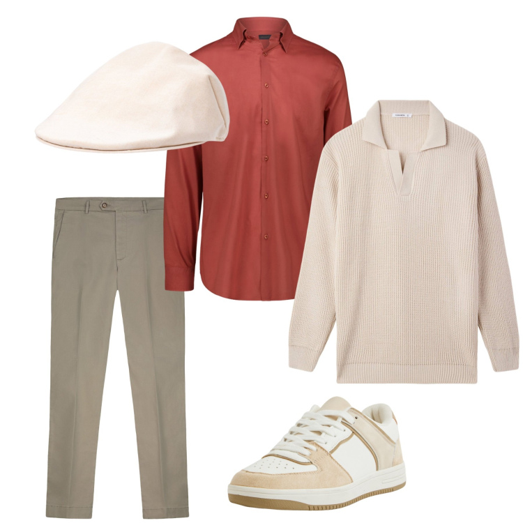 Outfit uomo - Total look #2264008. Stile Casual per Tutti i giorni. Abbinamento con sneakers, maglieria, cappelli e berretti, camicie, pantaloni chino.