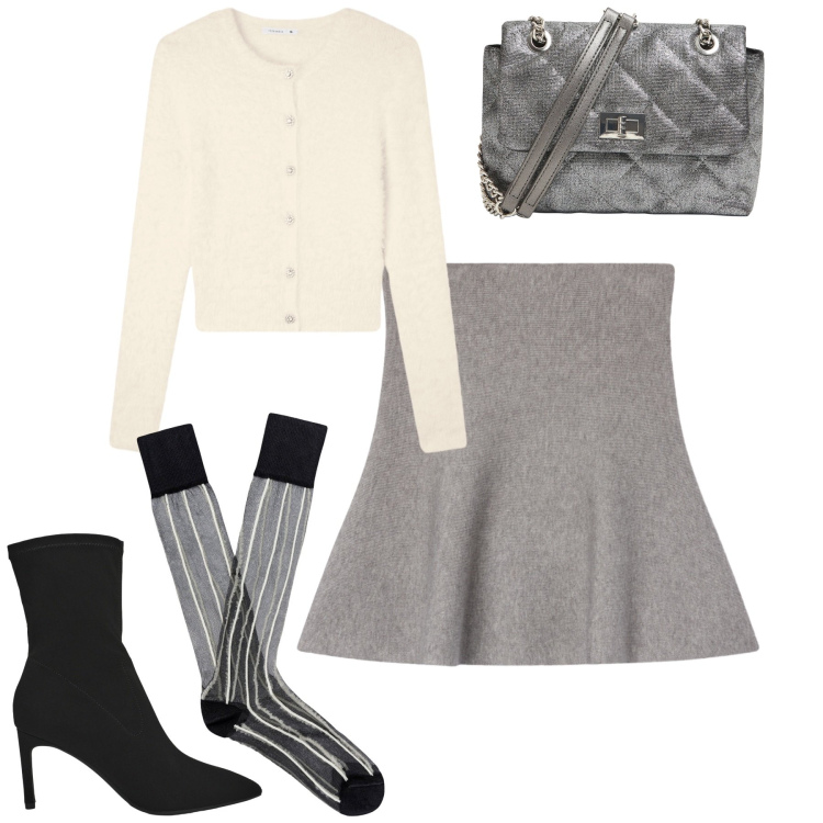 Outfit donna - Total look #2264040. Stile Urban per Tutti i giorni. Abbinamento con minigonne, stivali, borse a tracolla, cardigans, calzini.