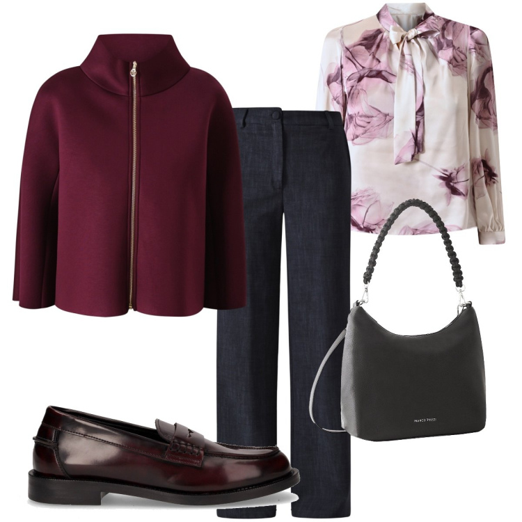 Outfit donna - La camicetta romantica. Stile Bon Ton per Ufficio. Abbinamento con borse a mano, pantaloni, bluse, cappe, mocassini.