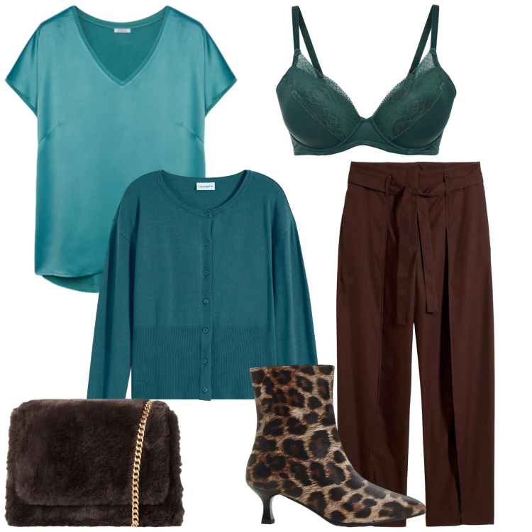 Outfit donna - Total look #2264099. Stile Trendy per Serata fuori. Abbinamento con cardigans, vestiti corti, pantaloni, stivaletti, borse a tracolla, bluse.