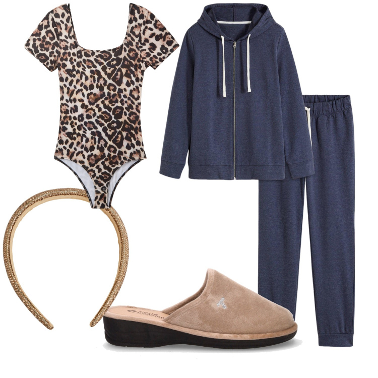 Outfit donna - Carina in casa. Stile Basic per Tutti i giorni. Abbinamento con tute, cerchietti, body, ciabatte.