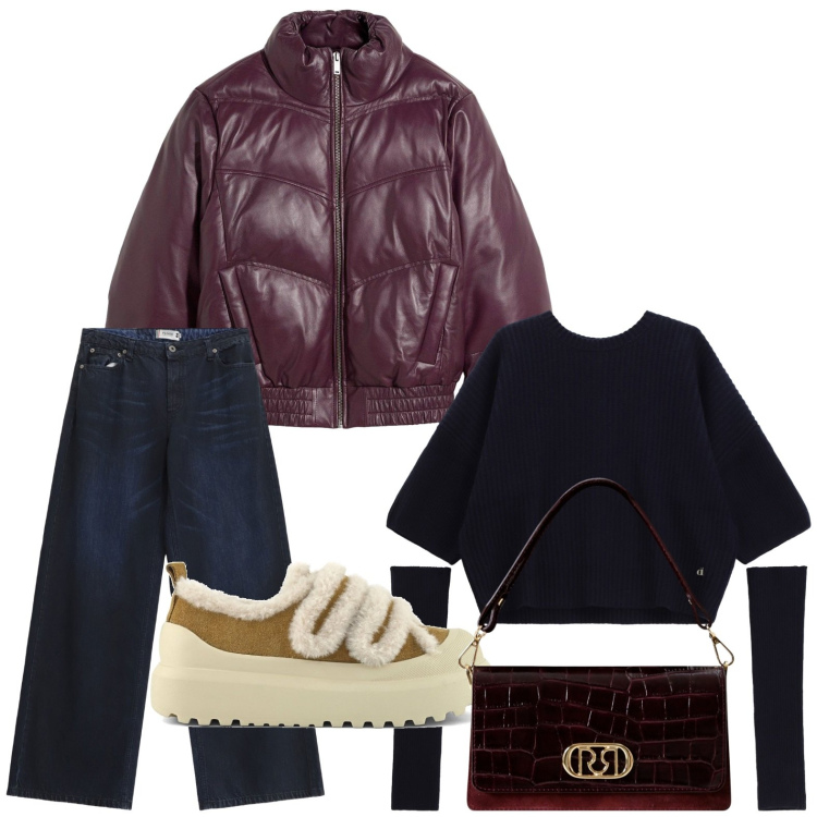 Outfit donna - Lady bombata. Stile Minimal per Scuola/Università. Abbinamento con giacche, jeans, borse a mano, maglieria, sneakers.