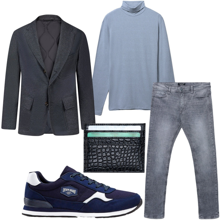 Outfit uomo - Total look #2264147. Stile Casual per Tutti i giorni. Abbinamento con sneakers, t-shirt, jeans skinny, giacche, portafogli.