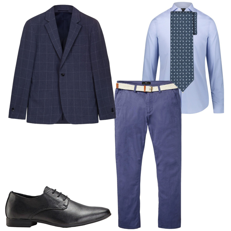 Outfit uomo - Total look #2264189. Stile Business/Elegante per Serata speciale. Abbinamento con scarpe stringate, pantaloni chino, camicie, giacche, cravatte.
