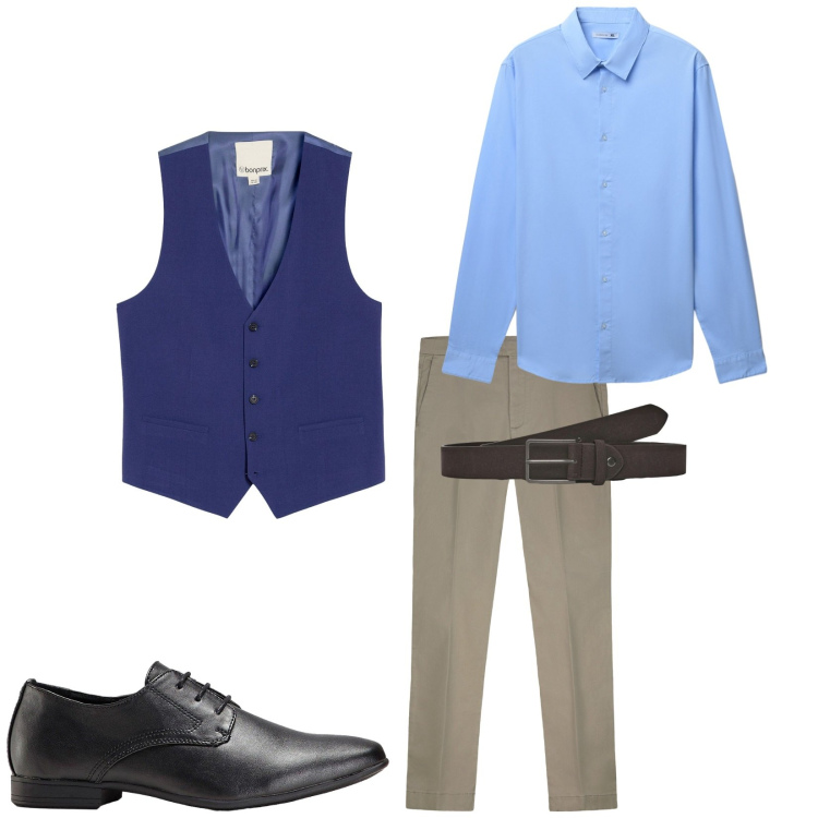 Outfit uomo - Total look #2264193. Stile Business/Elegante per Ufficio. Abbinamento con scarpe stringate, gilet, cinture, camicie, pantaloni chino.