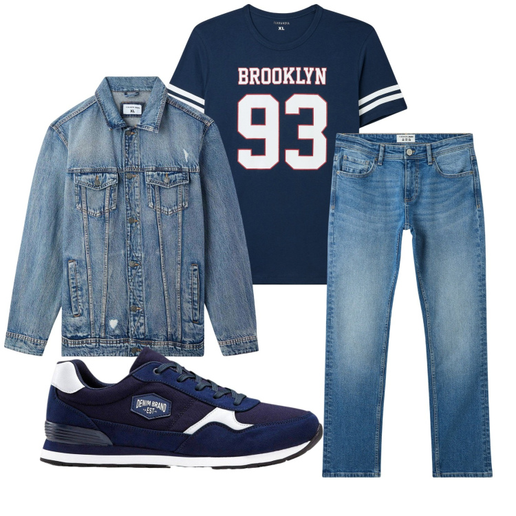 Outfit uomo - Total look #2264216. Stile Casual per Tutti i giorni. Abbinamento con sneakers, jeans, t-shirt, giacche.
