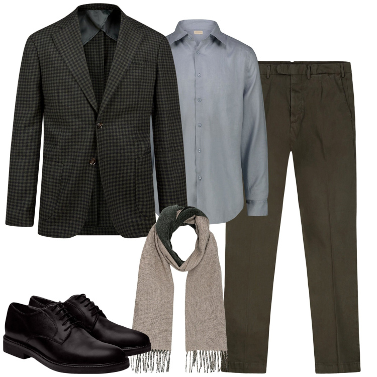 Outfit uomo - City. Stile Urban per Tutti i giorni. Abbinamento con pantaloni, scarpe stringate, giacche, camicie, sciarpe.