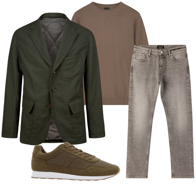 Outfit uomo - Total look #2264238. Stile Casual per Tutti i giorni. Abbinamento con sneakers, jeans, maglieria, giacche.