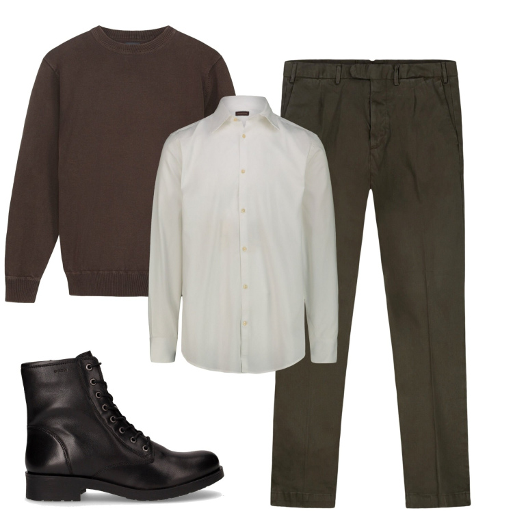 Outfit uomo - Total look #2264255. Stile Urban per Tutti i giorni. Abbinamento con pantaloni, stivali e stivaletti, maglieria, camicie.