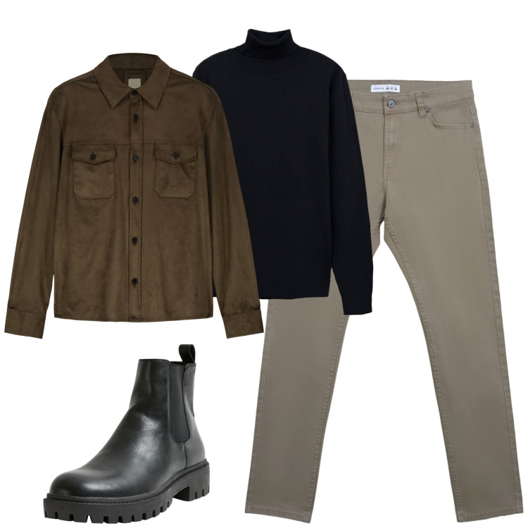 Outfit uomo - Total look #2264261. Stile Urban per Tutti i giorni. Abbinamento con stivali e stivaletti, pantaloni skinny, maglieria, giacche.