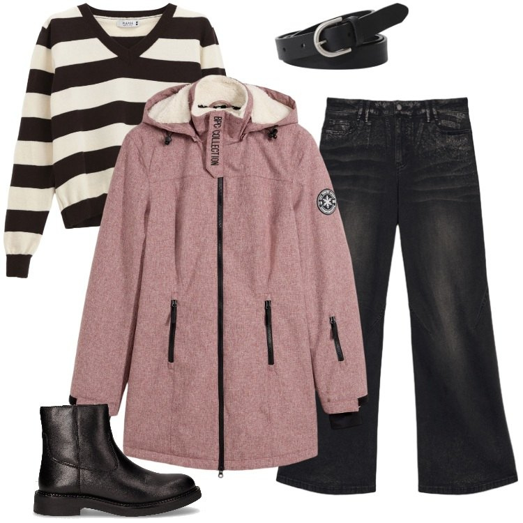 Outfit donna - Total look #2264265. Stile Trendy per Tutti i giorni. Abbinamento con blazer, maglieria, cinture, stivaletti chelsea, jeans.