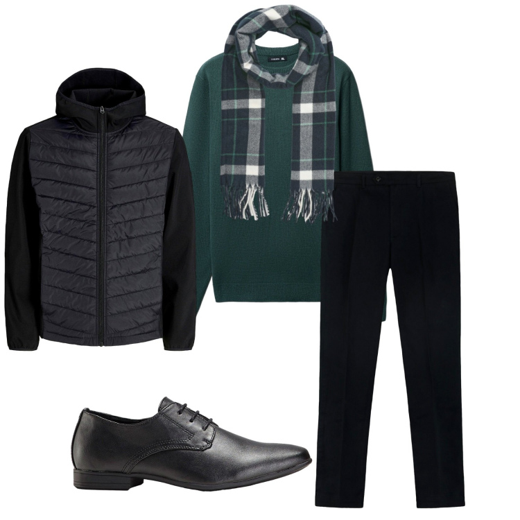 Outfit uomo - Total look #2264268. Stile Casual per Tutti i giorni. Abbinamento con giacche, scarpe stringate, maglieria, sciarpe, pantaloni.
