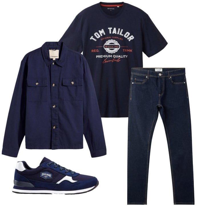 Outfit uomo - Total look #2264288. Stile Casual per Tutti i giorni. Abbinamento con sneakers, giacche, t-shirt, jeans skinny.