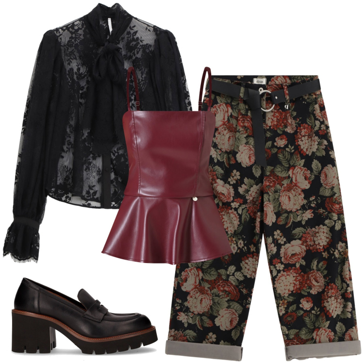 Outfit donna - Total look #2264297. Stile Casual chic per Tutti i giorni. Abbinamento con pantaloni a palazzo, top, camicie, décolleté.