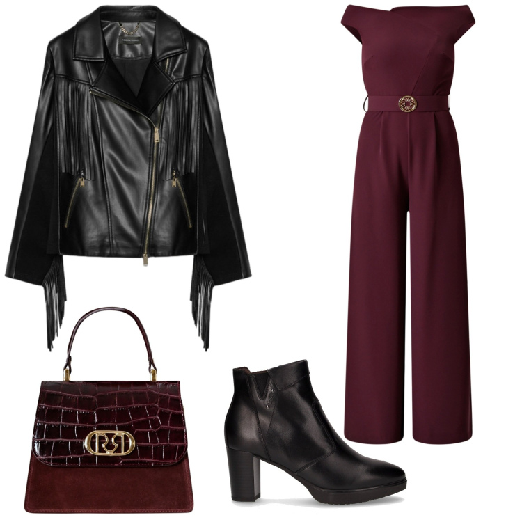 Outfit donna - Autumn in love. Stile Casual chic per Serata fuori. Abbinamento con tute, borse a mano, stivaletti, giacche.