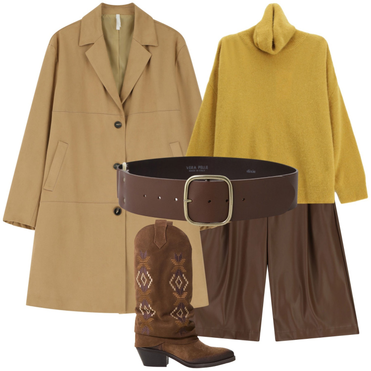 Outfit donna - Imperial con Dixie al calduccio. Stile Urban per Tutti i giorni. Abbinamento con stivali, cinture, cappotti, shorts, maglieria.