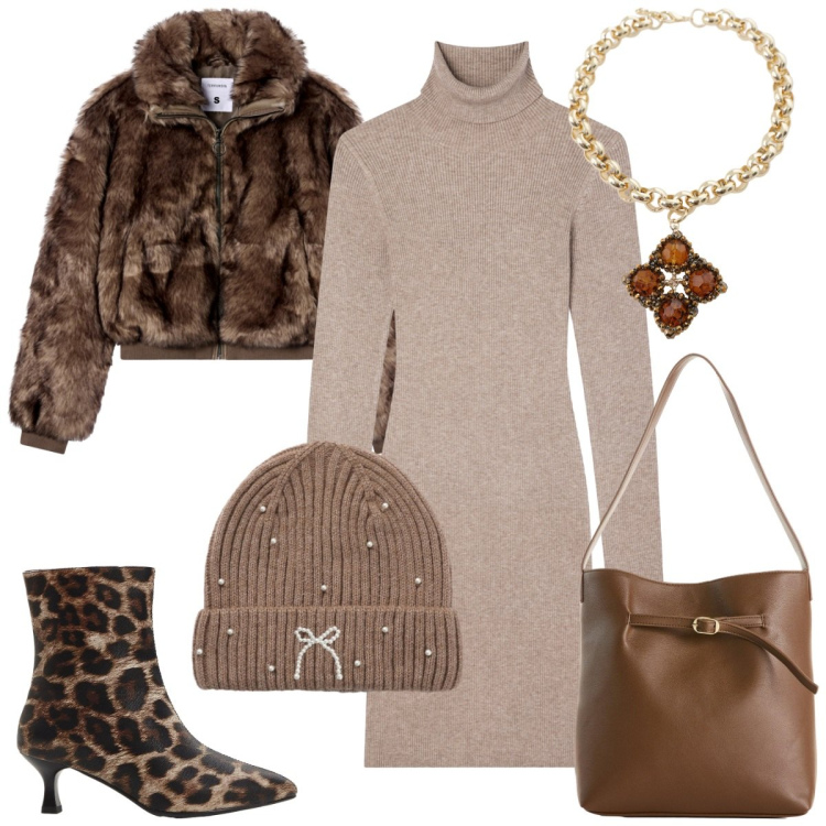 Outfit donna - Inviato speciale. Stile Basic per Serata fuori. Abbinamento con borse a mano, stivaletti, vestiti corti, ecopellicce, berretti, collane.