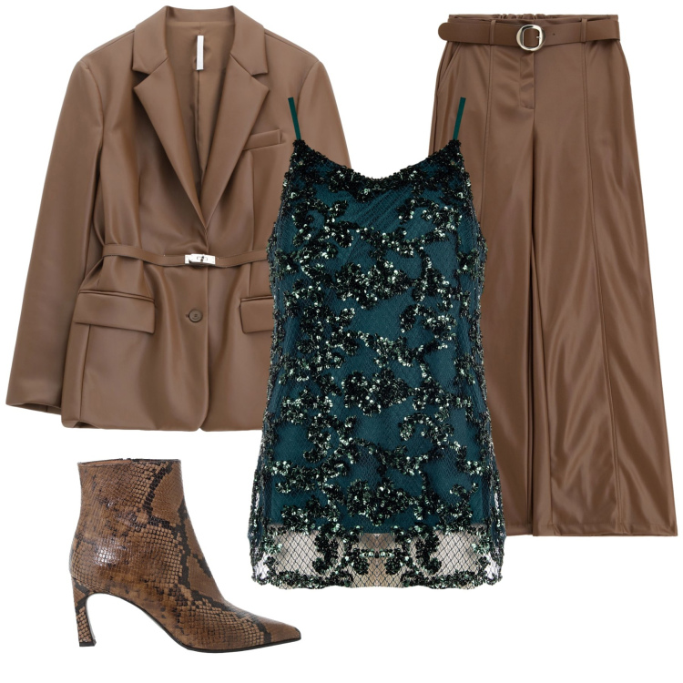 Outfit donna - Total look #2264451. Stile Casual chic per Serata fuori. Abbinamento con stivaletti, canottiere, pantaloni, blazer.