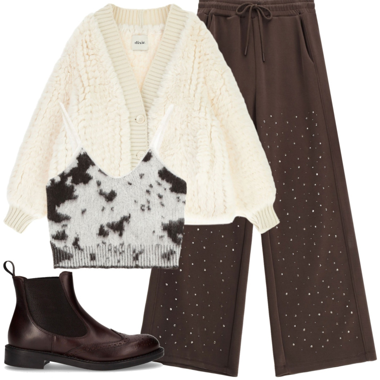 Outfit donna - Total look #2264489. Stile Casual per Tutti i giorni. Abbinamento con top, pantaloni, blazer, stivaletti chelsea.