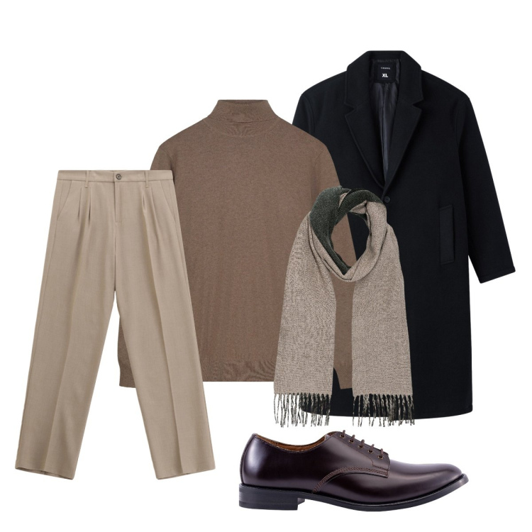 Outfit uomo - Eleganza classica senza complicazioni!. Stile Trendy per Tutti i giorni. Abbinamento con cappotti, pantaloni, scarpe stringate, maglieria, sciarpe.